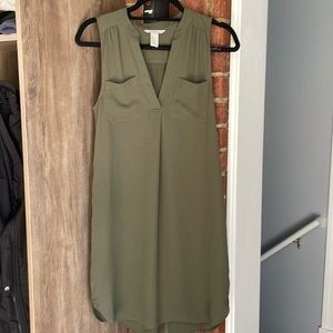 H&M Sheer Olive Green Sleeveless Dress
